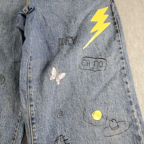 Wild Fable Jeans Womens 8/29r Blue Highest Rise Wide Leg Ankle Graphic Denim - Picture 6 of 14